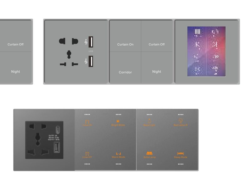 Bedside combination panels with sockets and USB charging